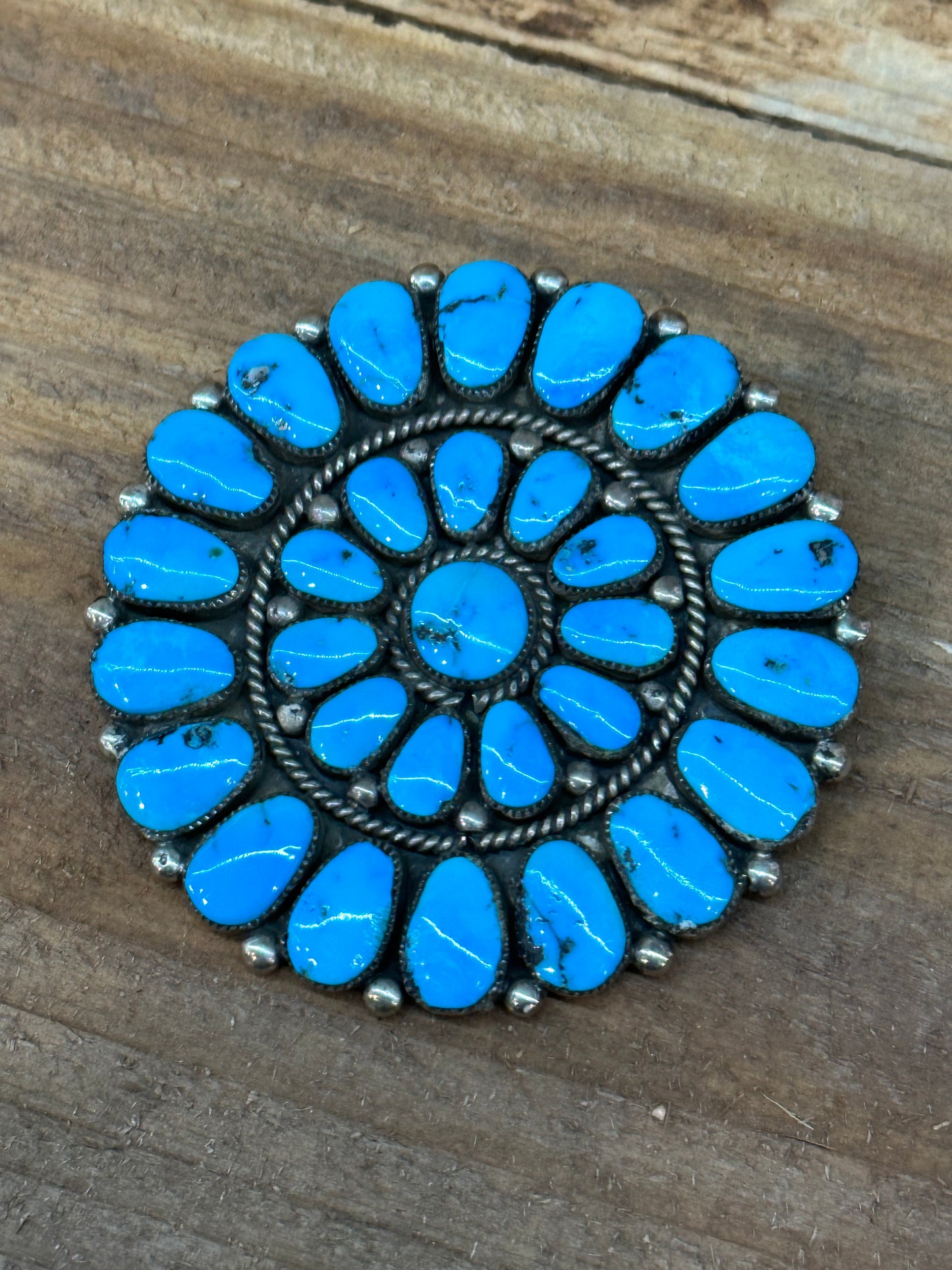 Vintage Sleeping Beauty Turquoise Cluster Pin by R & B Leekya