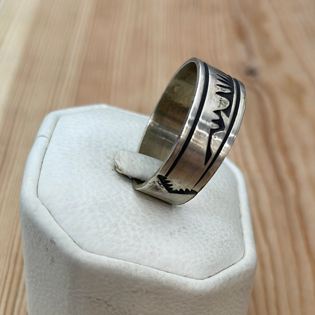 Size 14.5 - “Sun & Mount 2” Stamped Band Ring