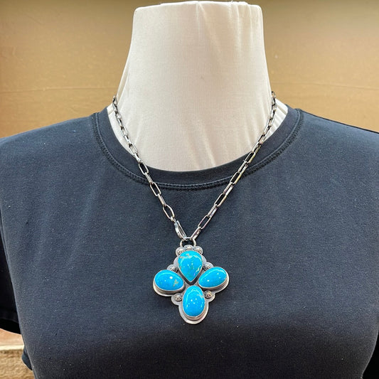 Cripple Creek Turquoise 20” Necklace by Steven Nez Navajo
