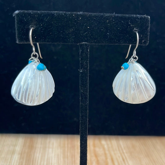 Mother of Pearl with Sleeping Beauty Turquoise Hook Earrings