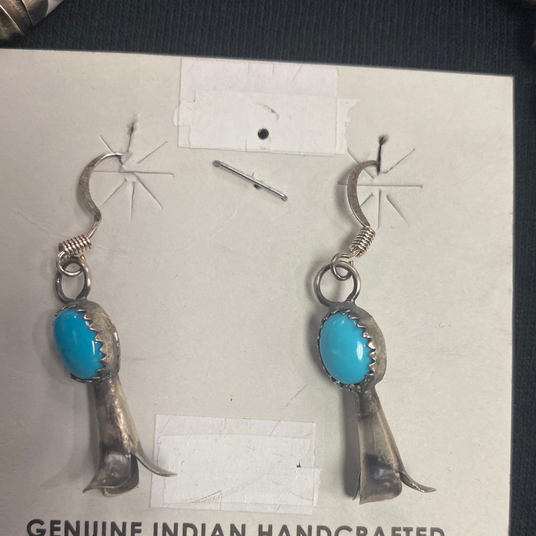 Native American made turquoise squash blossom and matching earring set