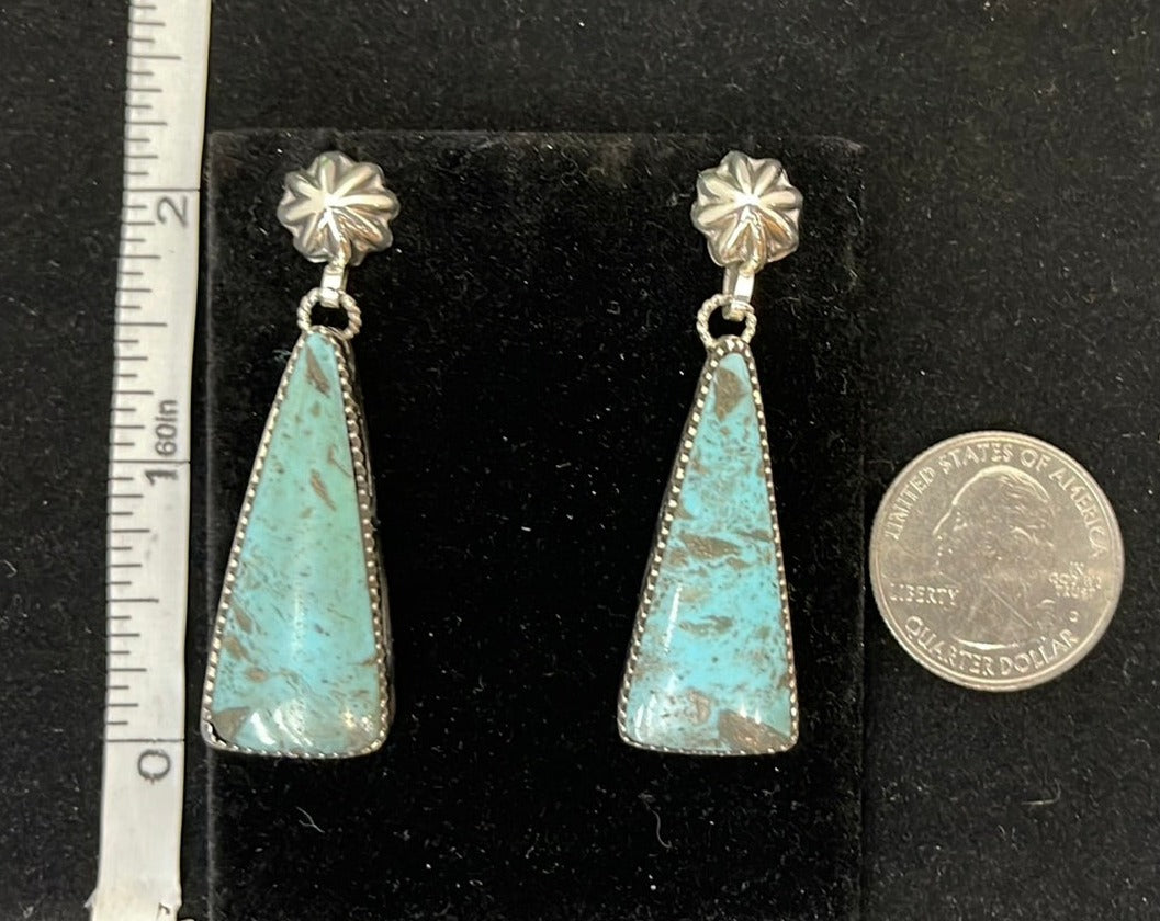 Kingman Turquoise Post Dangle Earrings