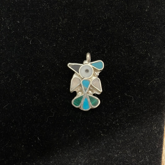 Mother of Pearl, Black Jet, and Sleeping Beauty Turquoise Inlay Pendant