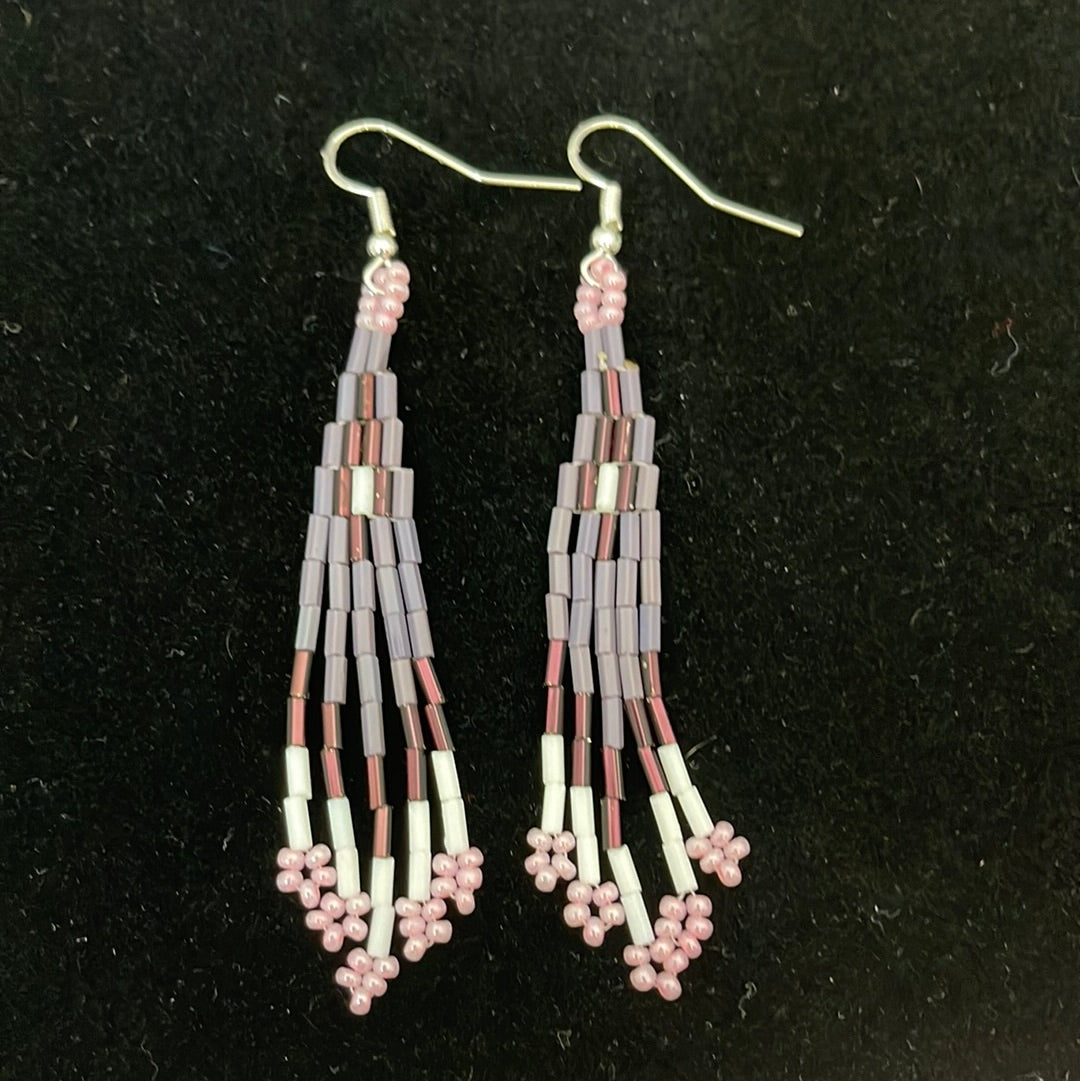 Seed Bead with Bar Bead on Hook Earrings