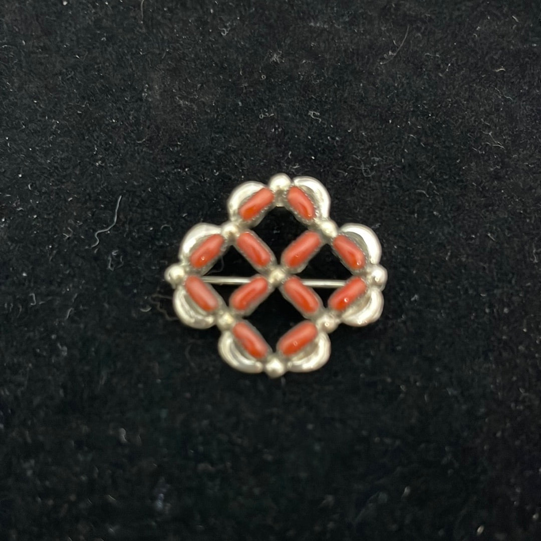 Coral Needlepoint Pin/Brooch/Pendant