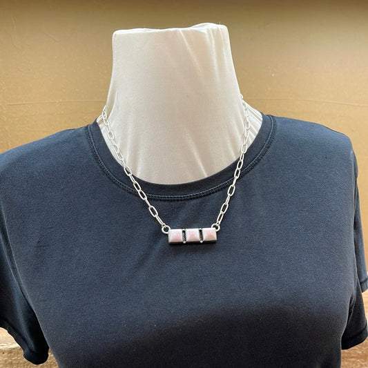 3 Square Cotton Candy (Pink Conch Shell) 20” Necklace