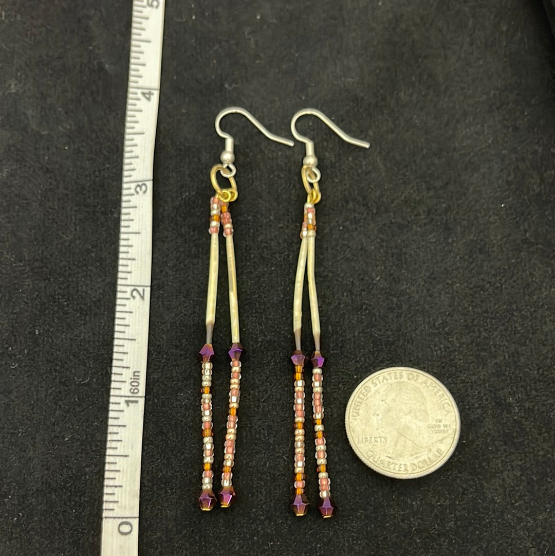 Porcupine Quill & Seed Beads on Hook Earrings