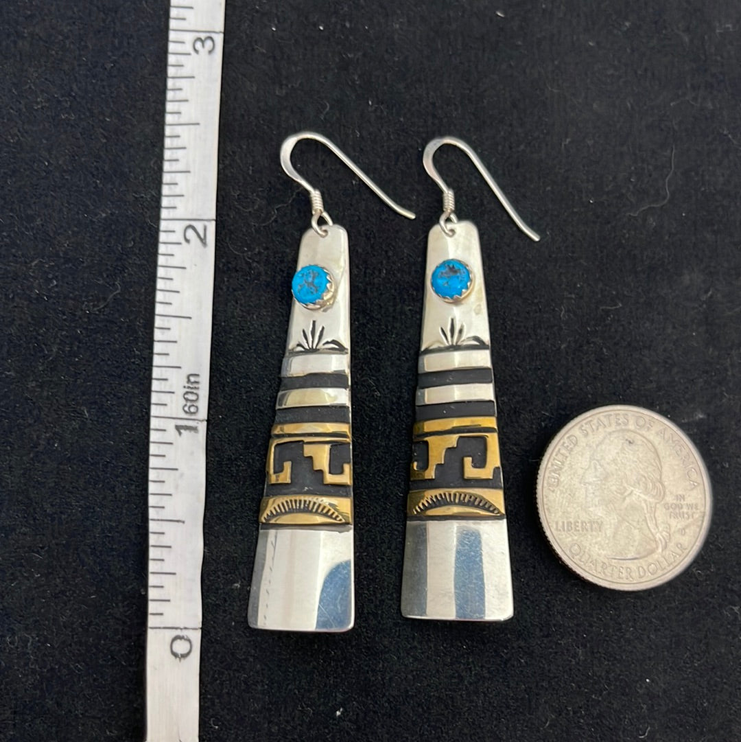Silver Native Design Hook Earrings
