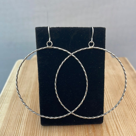 Silver Hoops Hook Earrings