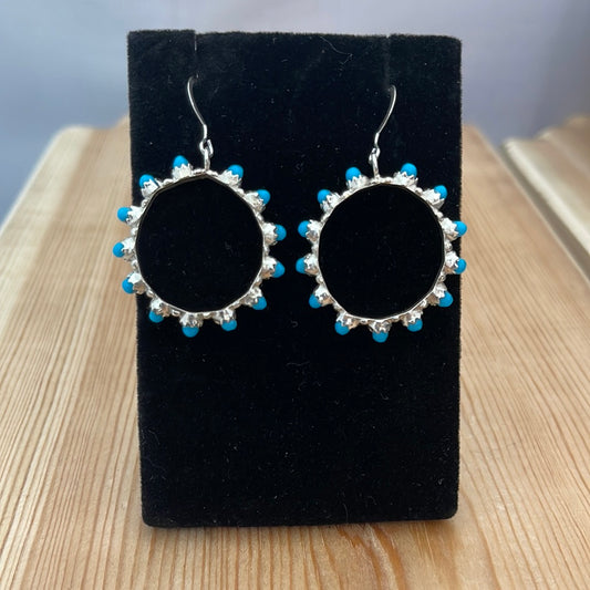 Petit Point Dangle Hoop Hook Earrings