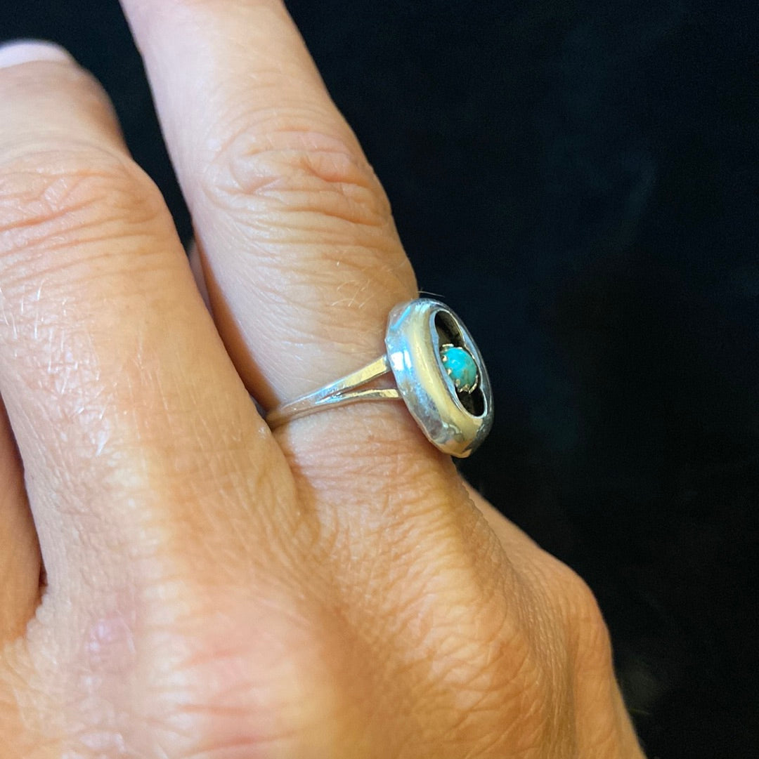 Dainty Shadow Box Turquoise Ring
