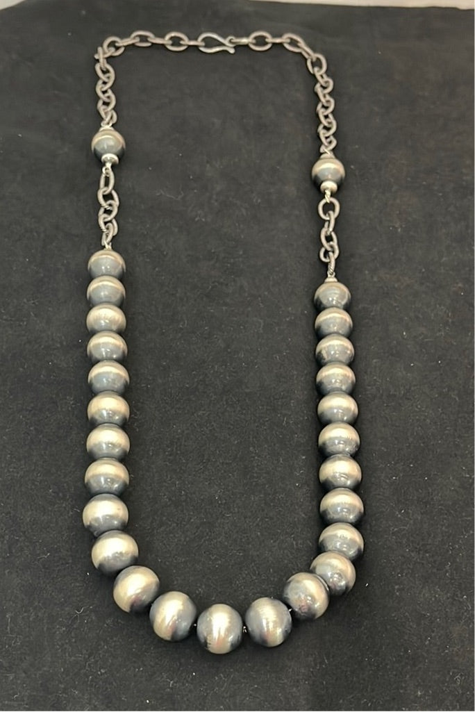 Buy 8mm Modern Navajo Pearls Necklace, Sterling Silver Native American Navajo  Pearls Beaded Necklace W/ Alternating Pattern, Boho Choker Online in India  - Etsy