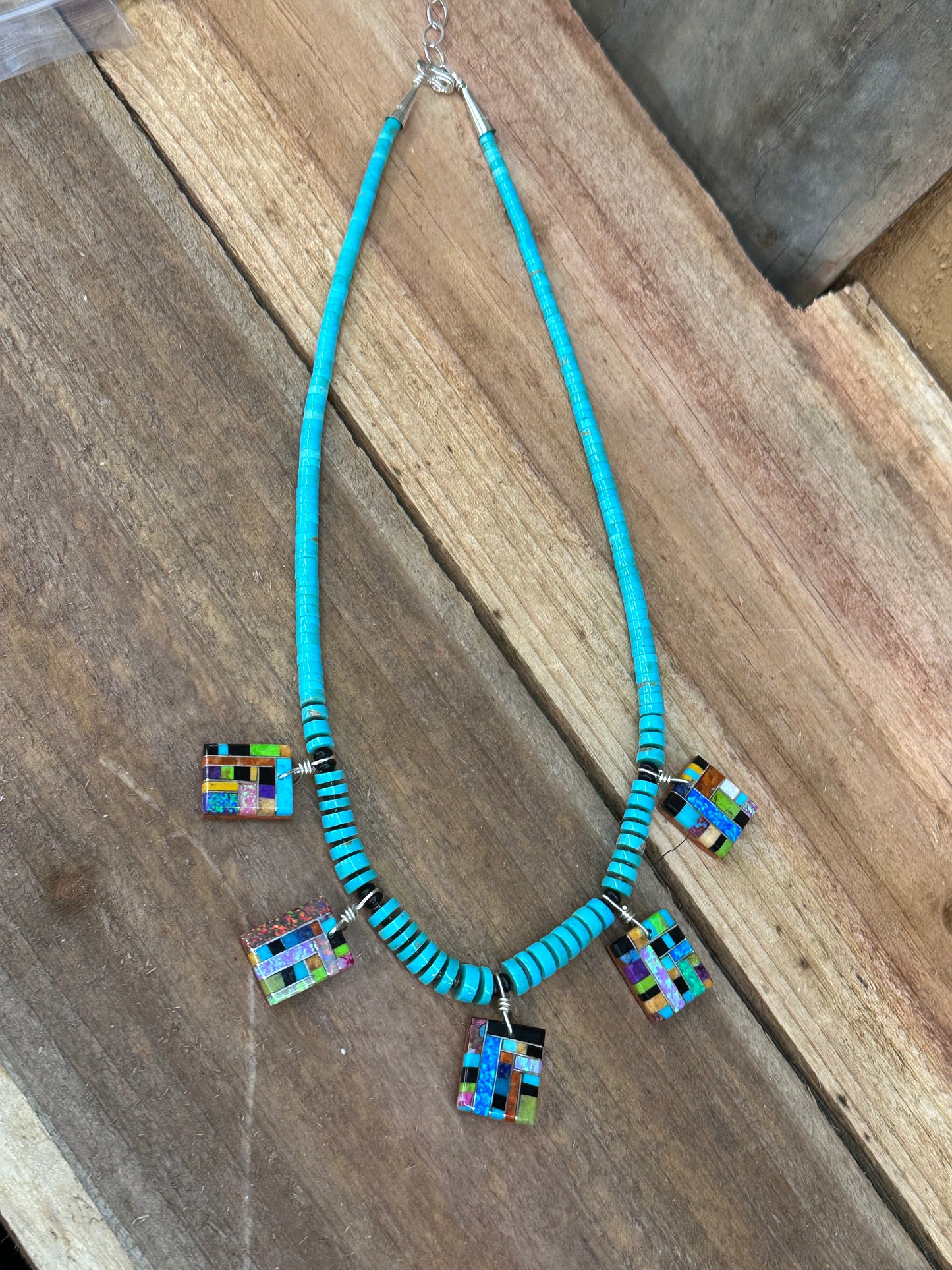 Santo Domingo Reversible Turquoise Heishi Bead Necklace