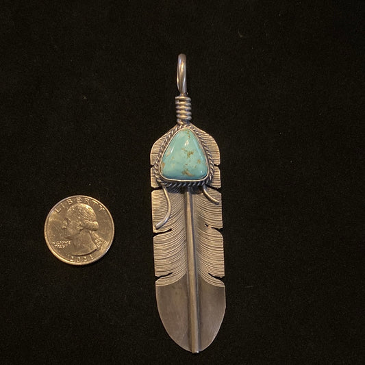 Golden Hills Turquoise Feather Pendant