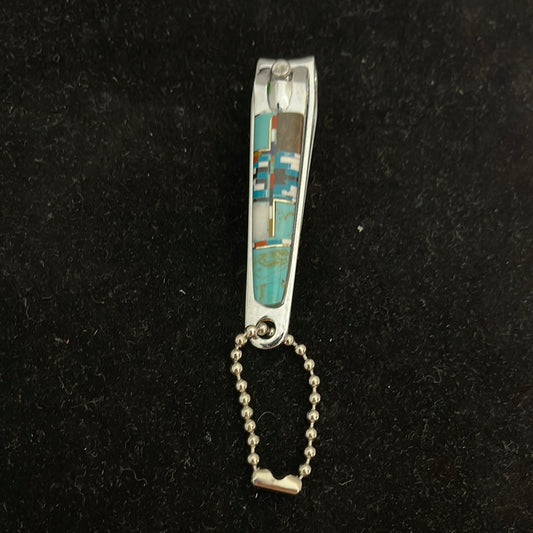 Turquoise, Quartz, Jet, Coral, and Lapis Micro Inlay Nail Clippers
