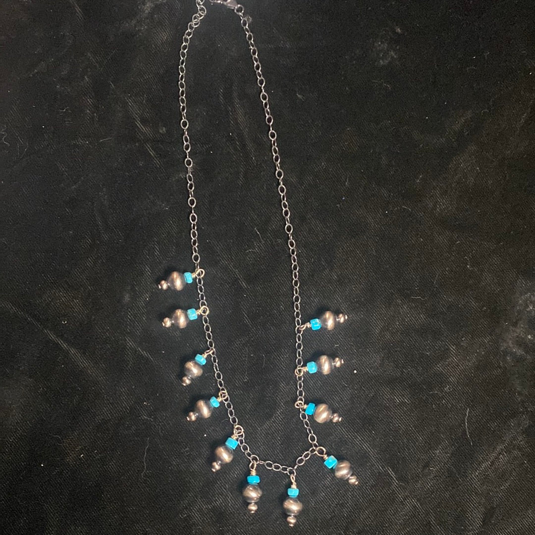 Pearl and Sleeping Beauty Turquoise Necklace