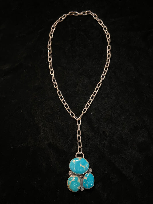 White Water Turquoise Lariat Necklace