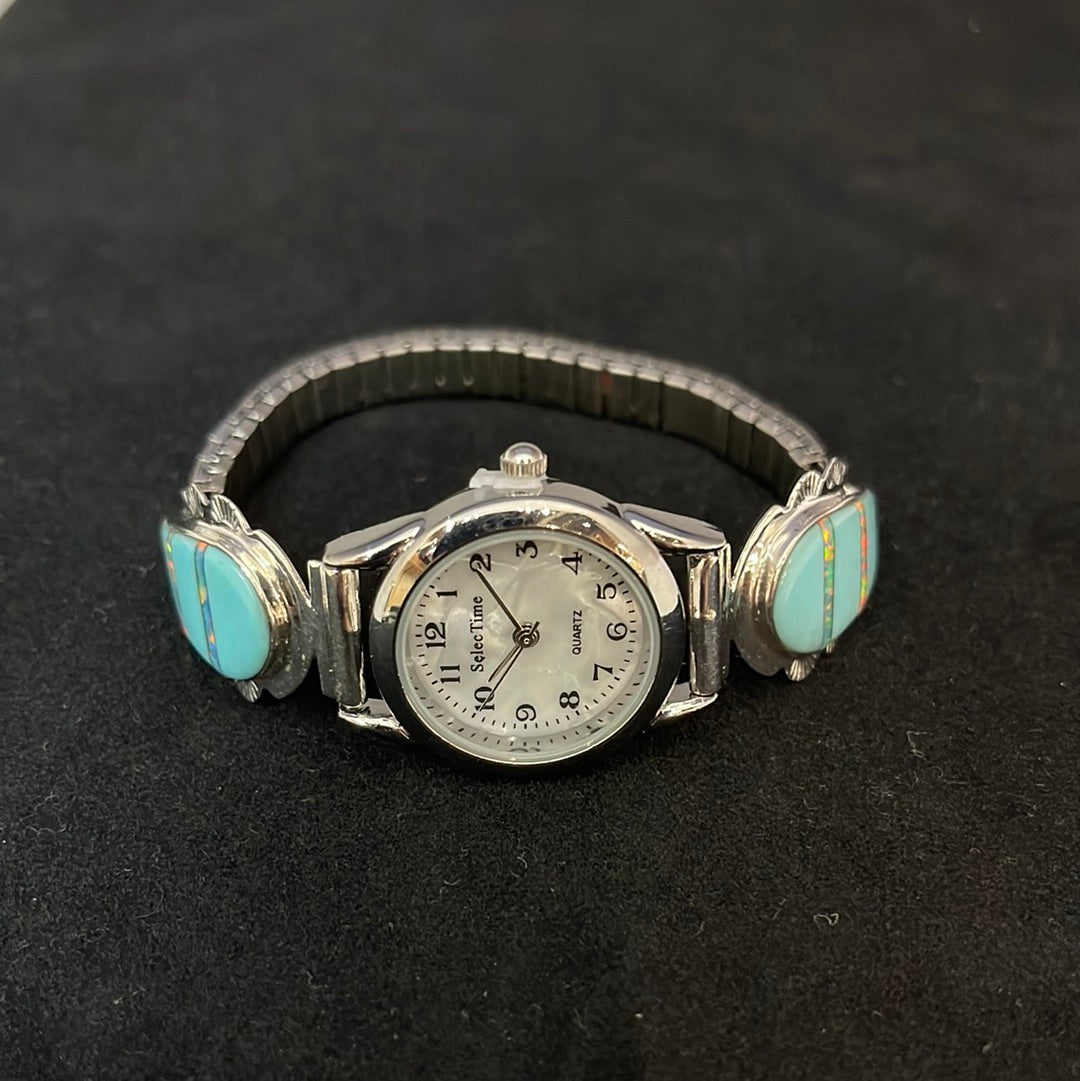 lot 98 11/19Turquoise and Opal Watch (size 5 3/4")