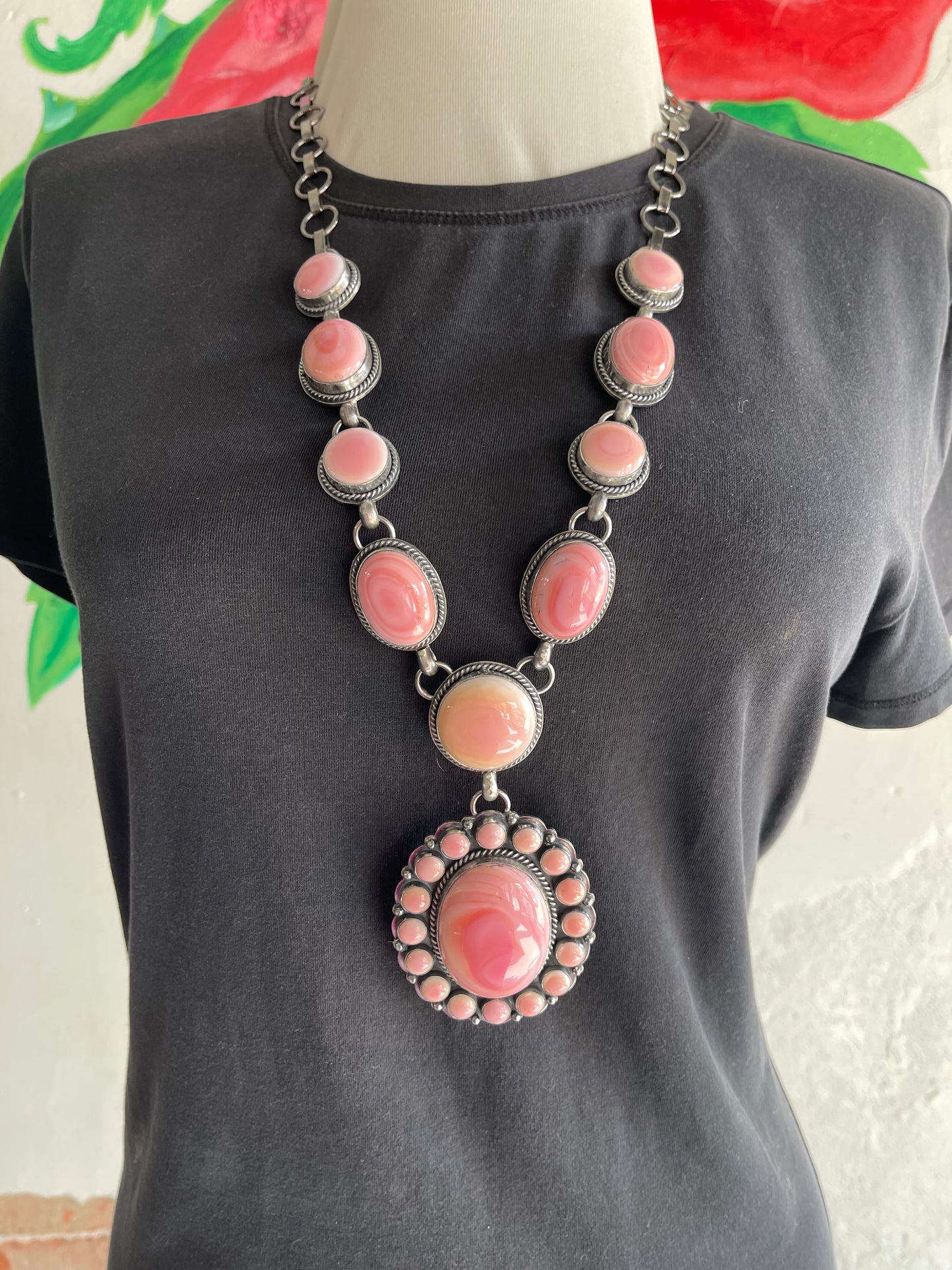Cotton Candy (Pink Conch Shell) Lariat 29" Necklace