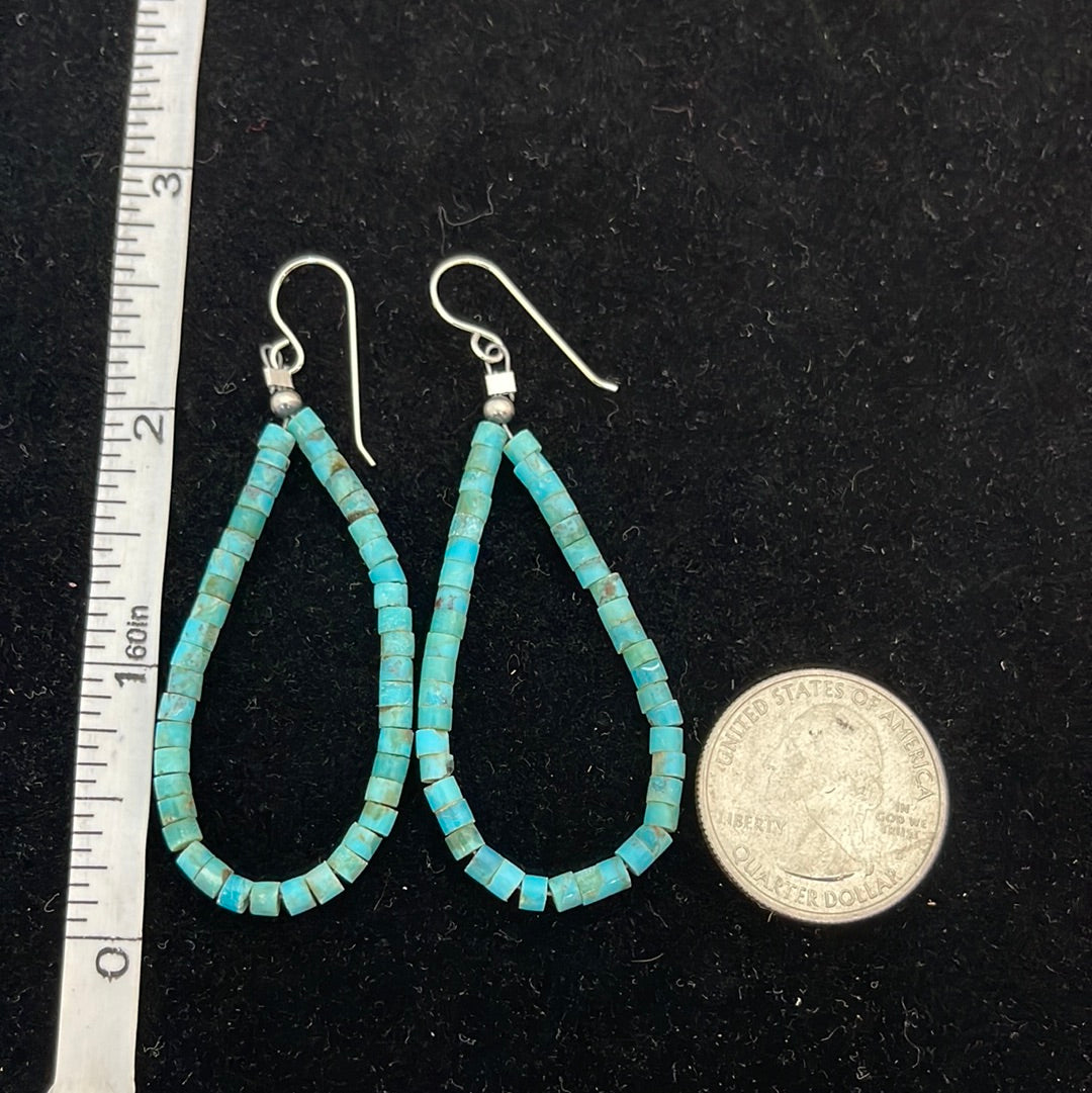 Turquoise Heishi Bead Teardrop Earrings