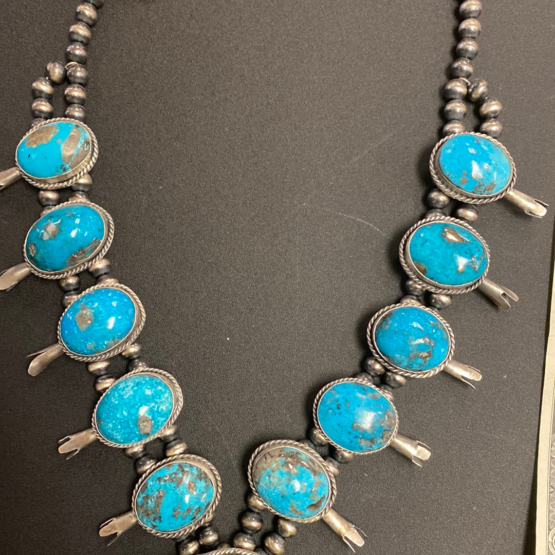 1960s Native American Navajo Made Squash Blossom Necklace and Earrings at  Kachina House