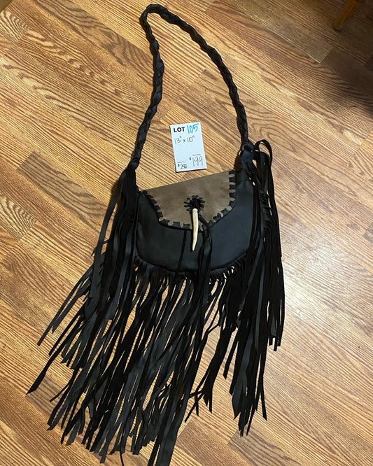Black Leather and Hair-On Purse