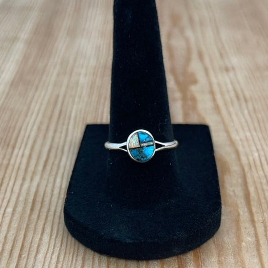 Sonoran Rose Turquoise, Opal, Black Jet Inlay Ring