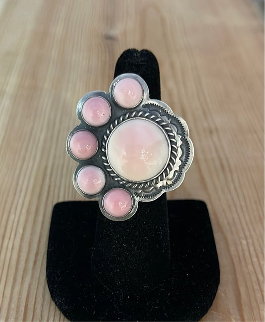 Adjustable Cotton Candy (Pink Conch Shell) Cluster Ring