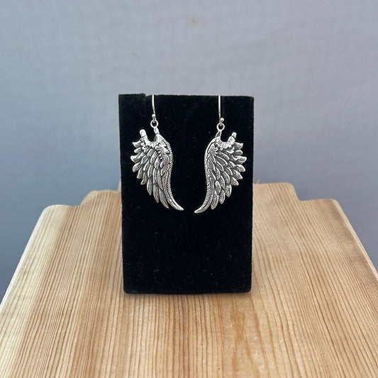 Silver Angel Wings on Hook Earrings