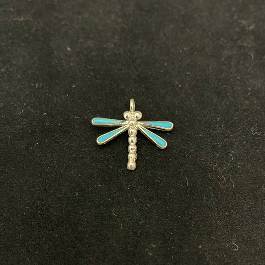 Sleeping Beauty Turquoise Inlay Dragonfly Pendant