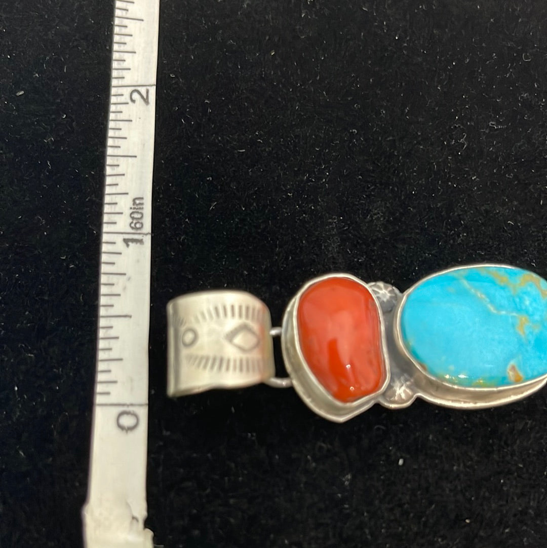 Cripple Creek Turquoise and Coral Pendant
