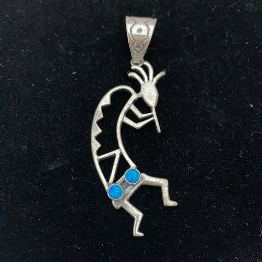 Sterling Silver Kokopelli with Opal Pendant