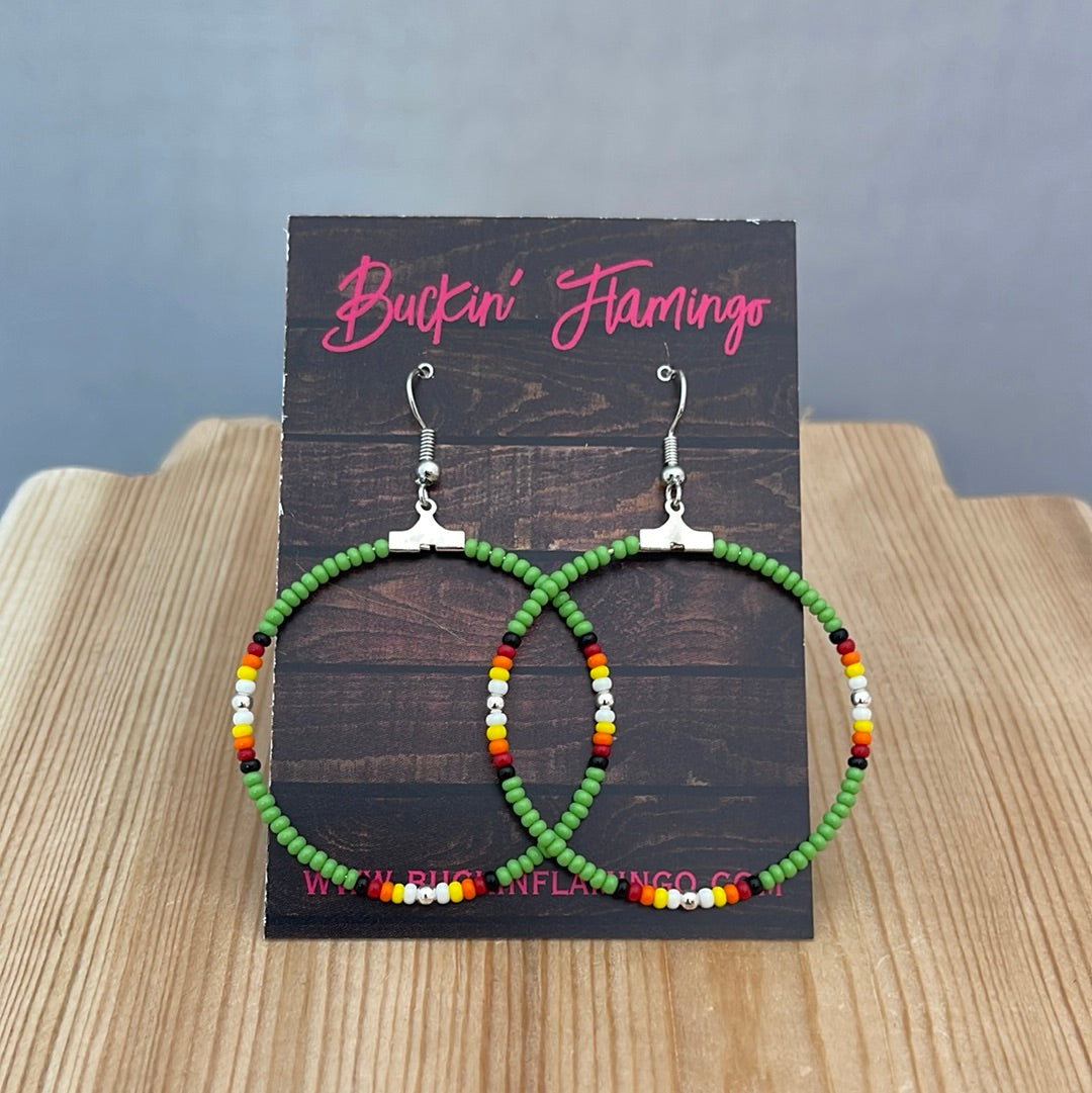 Seed Bead Hoops on Hook Earrings by Franklin Kee, Navajo