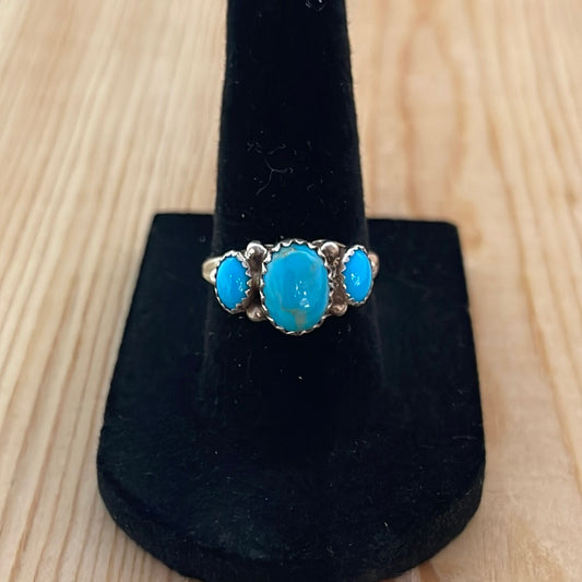 Sleeping Beauty Turquoise 3 Stone Ring