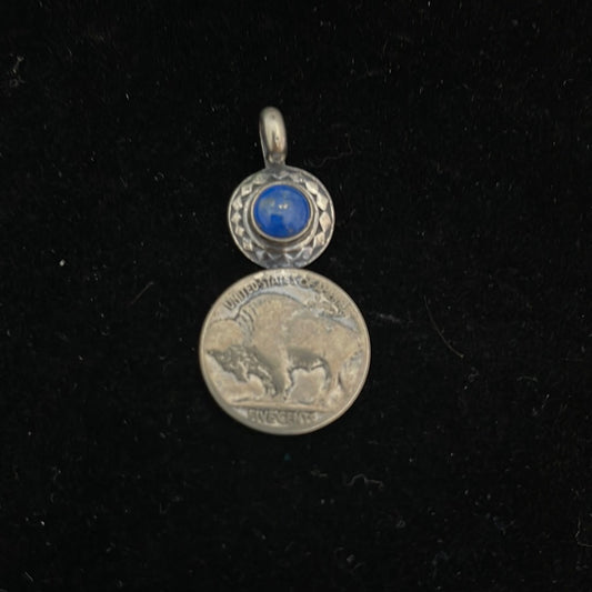 Buffalo Nickel (Indian Head Nickel) with Lapis Pendant