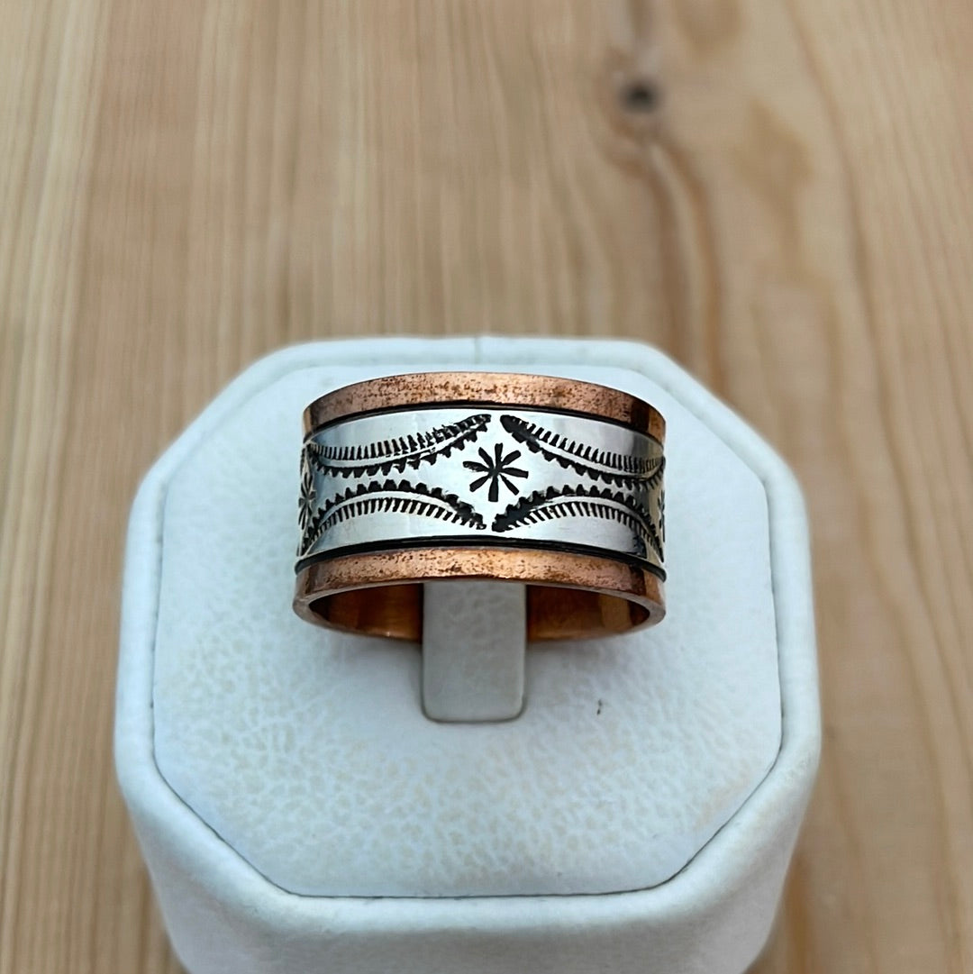 Copper & Silver Stamped Band Ring