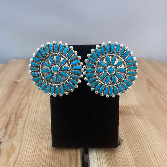 LOT 77 10/27 Sleeping Beauty Turquoise Cluster Post Earrings by Philene By Joe Navajo