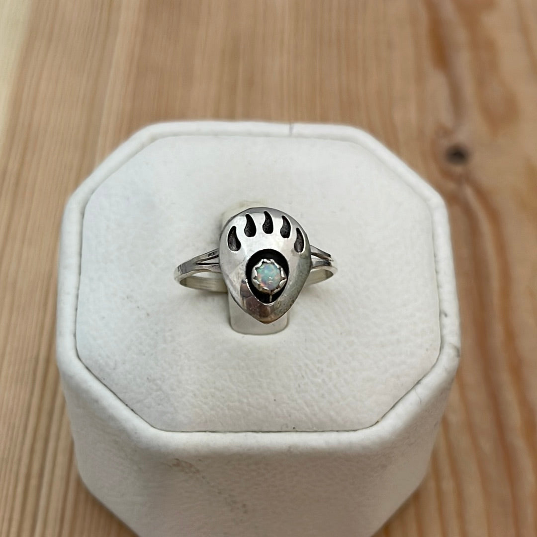 Bear Paw White Opal Ring