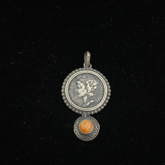 1943 Mercury Dime with Spiny Oyster Pendant