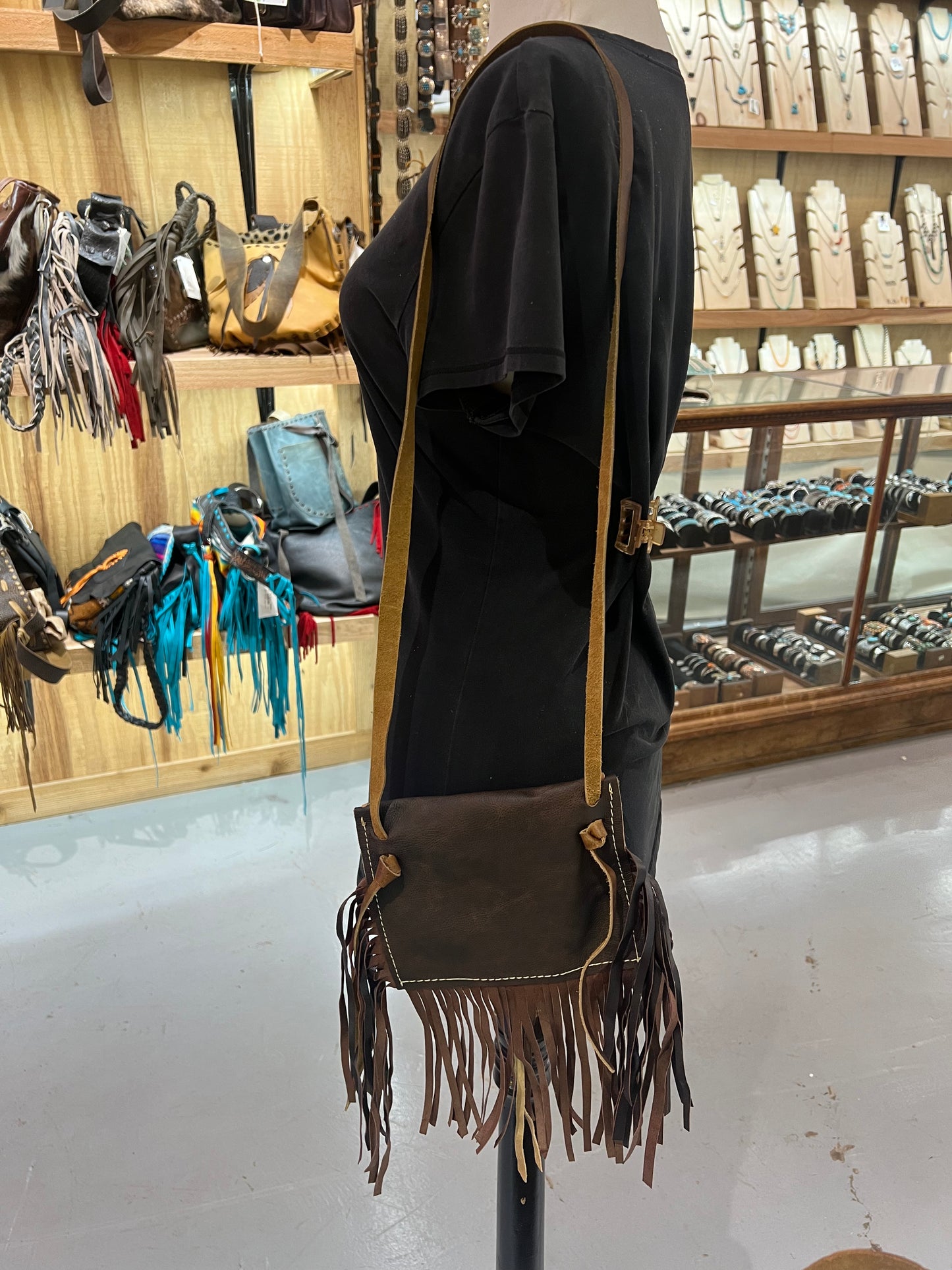 Leather and Hair on Hide Crossbody with Fringe