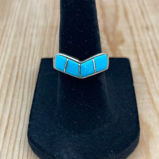 Sleeping Beauty Turquoise Inlay with Etching Ring