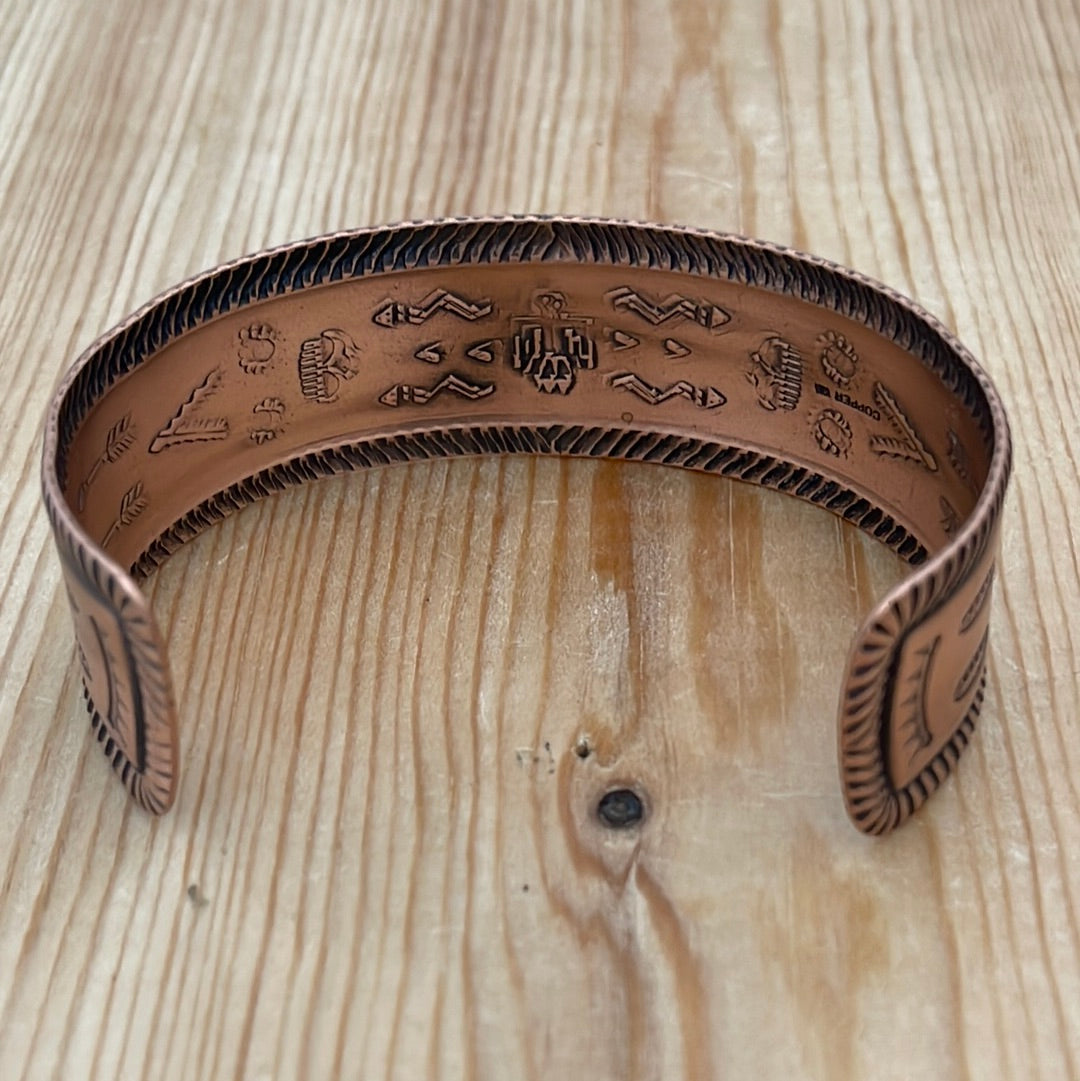 6 - 7 1/4" Copper Stamped Cuff Bracelet