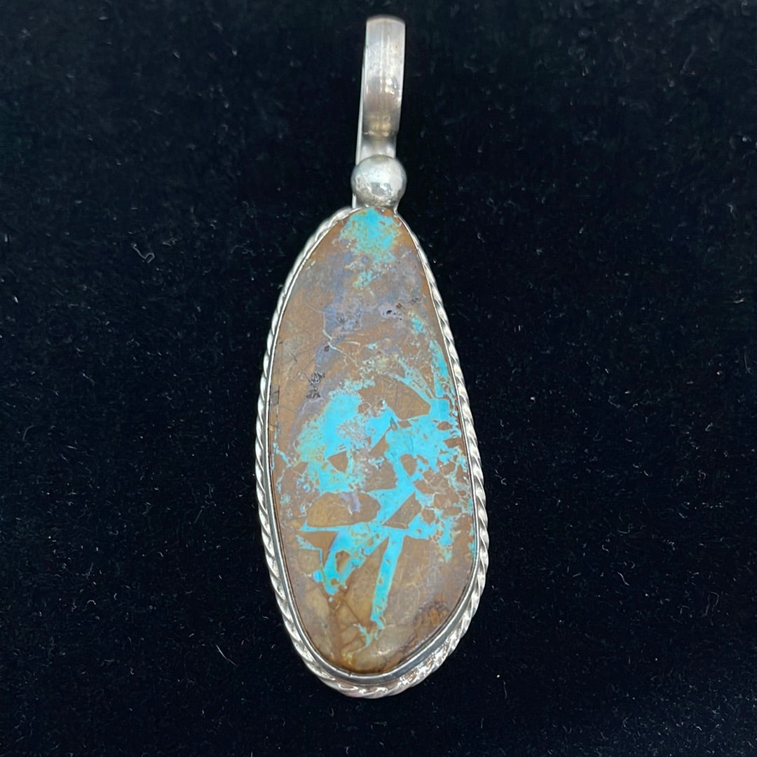 Vintage Boulder Turquoise Shepherd Hook Pendant