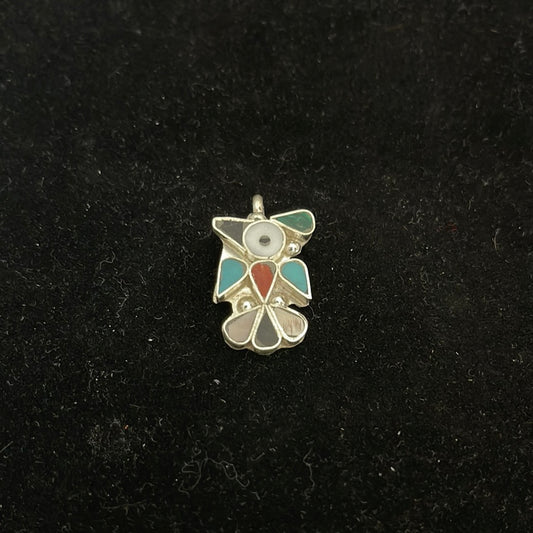 Mother of Pearl, Black Jet, and Sleeping Beauty Turquoise Inlay Pendant