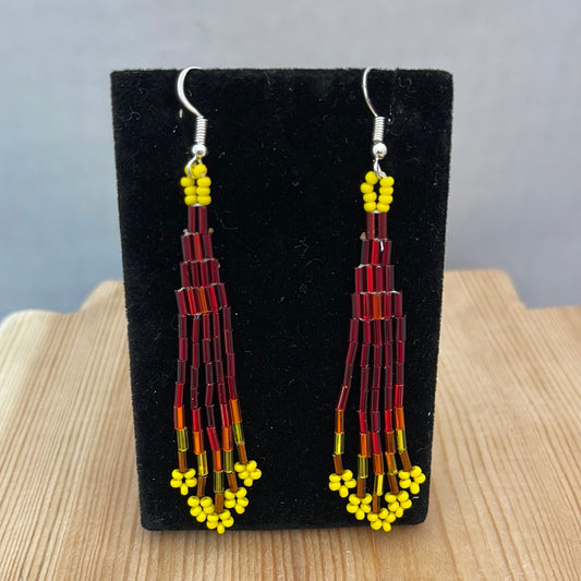 Seed Bead with Bar Bead on Hook Earrings