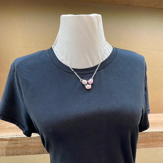 3 Oval Pink Conch Shell 19” Necklace