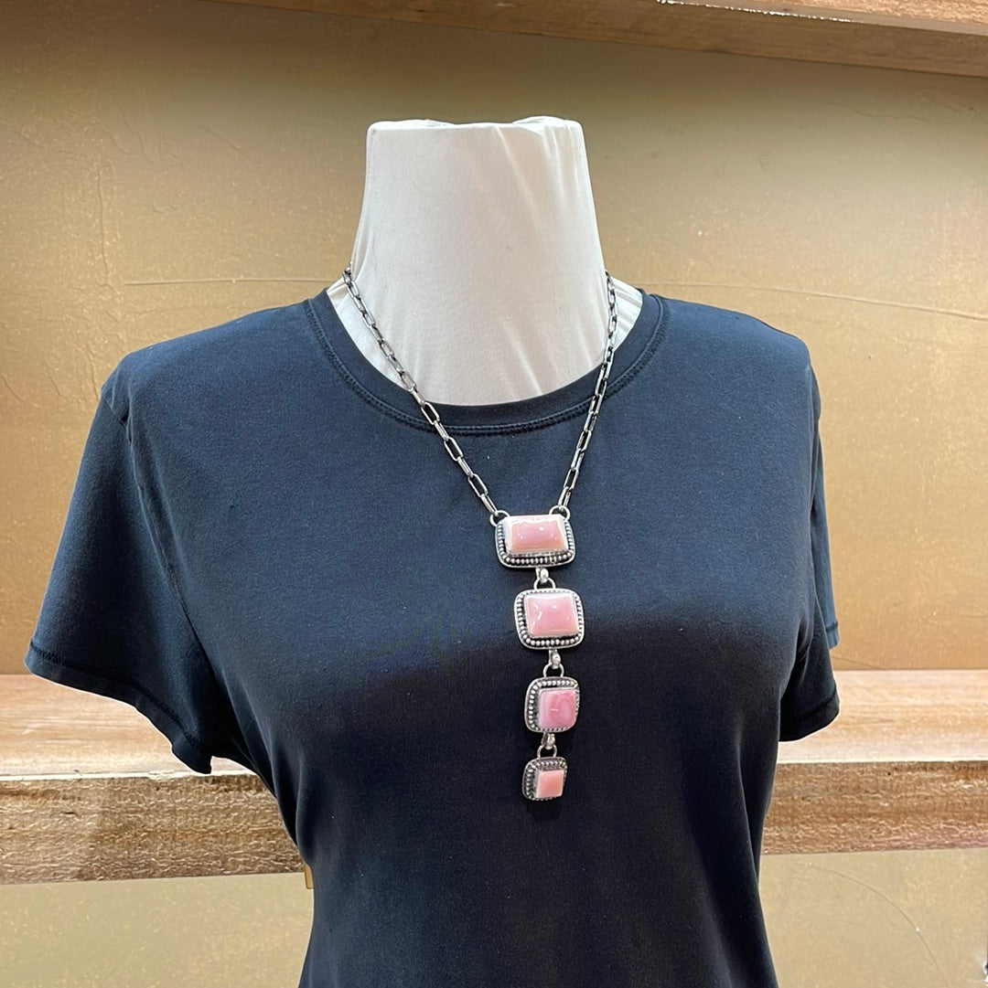 Pink Conch Shell 19” Lariat Necklace