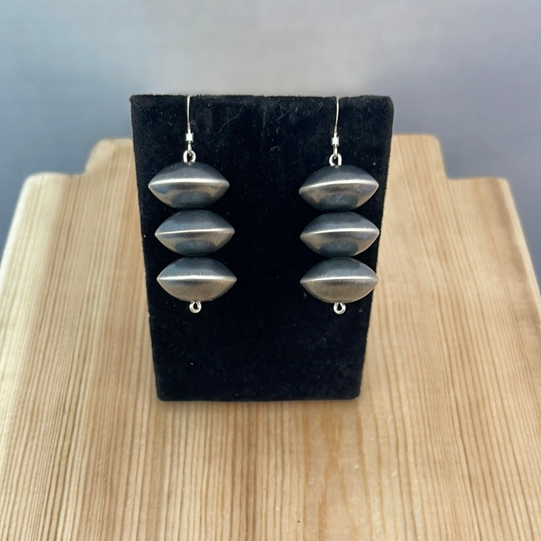 Silver Handmade Saucers Hook Earrings