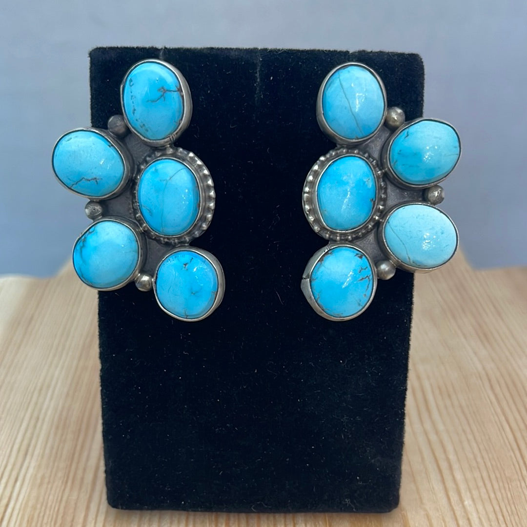 Blue Ridge Turquoise Half Cluster Earrings
