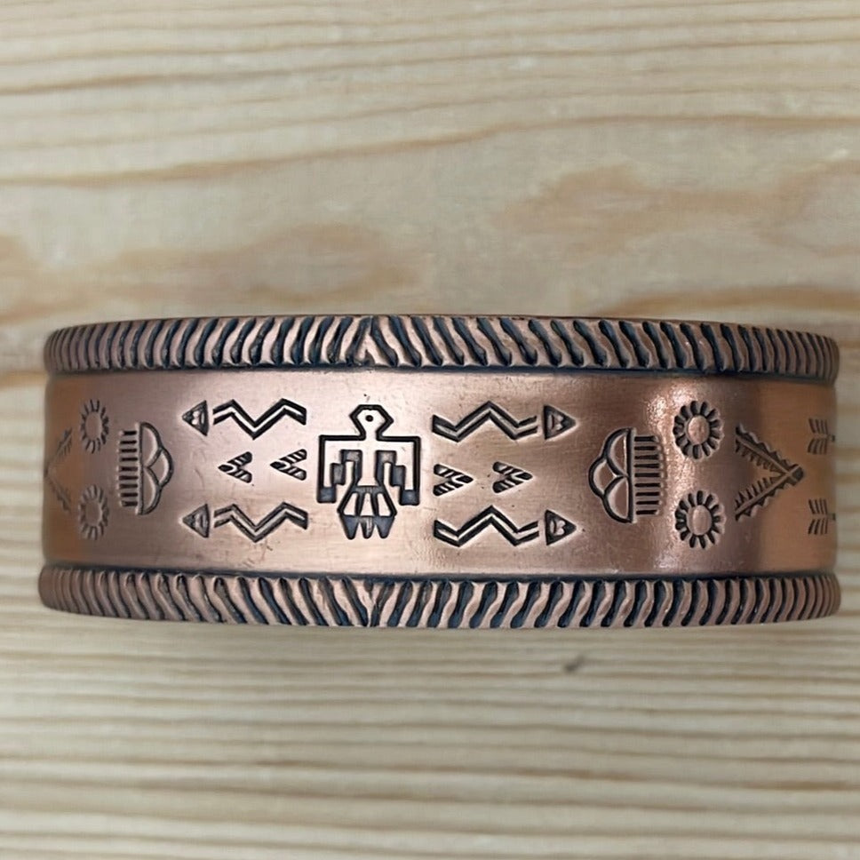 6 - 7 1/4" Copper Stamped Cuff Bracelet